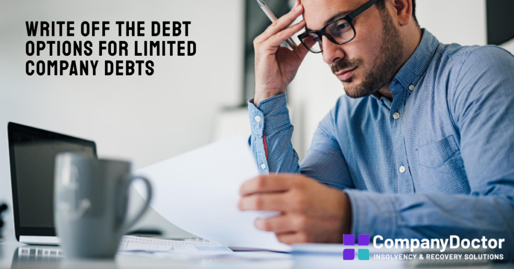 an article image showing a man stressed wondering how he can write off the debt